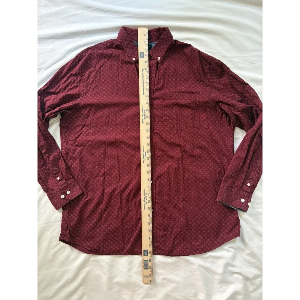 Banana Republic Red Tiny Polka Dot Button Down Shirt Mens Size XL Standard Fit